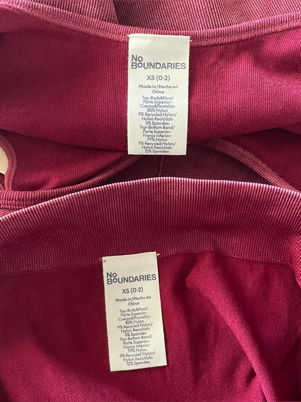 No Boundaries Flare Seamless Leggings Scoop Cropped Tank Top Women's XS Burgundy - Picture 10 of 14
